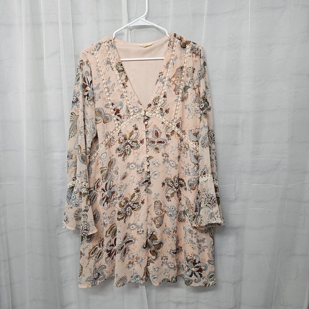Entro Dress Pink Fairy Peasant Festival Floral Cottage L - Picture 10 of 14